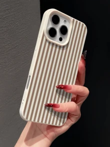 1件 白色極簡棕色條紋個性化軟 TPU 防震全包覆防污時尚手機殼，適用於 Apple 17 16 15 14 13 12 11 Pro Max Air 及系列 - 彩色 - 查看 4