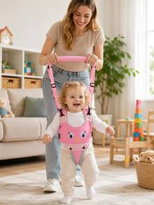 1pc Baby Walking Harness For 7-24 Months Toddlers, Anti-Fall Walking Aid Safety Belt With Handle, Adjustable, Unisex, Essential For New Moms - Peach Pink - View 9