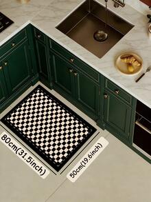1pc Of Black And White Checkered Pattern Kitchen Mat,Water-Absorbing And Easy To Clean. Suitable For Use In Kitchens, Bathrooms, And Other Areas. It's Versatile Throughout The Year And Suitable For Various Holidays. - Multicolor - View 13