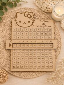 Tablero Educativo de Tablas de Multiplicar en MDF. Aprendizaje Divertido y Decorativo. Perfecto para estimular el aprendizaje visual, este tablero es ideal para niños en edad escolar, padres, maestros y aulas.. - Caqui - Ver 2