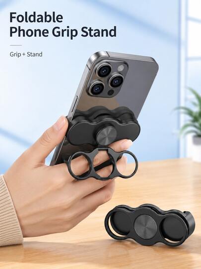 1pc Multi-Ring Foldable Phone Stand, Adjustable Rotating Phone Holder, Dual-Layer Ring Desktop Phone Support Stand, Hands-Free Phone Holder, Suitable For Watching Videos, Learning And Video Calls, Creative Phone Accessory, Suitable For Office, Dorm And Home Desk
