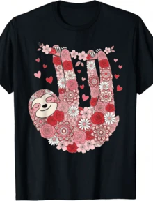 Herrkläder Kärleksfull Sengångare Alla Hjärtans Dag Söta Sengångare T-shirt Festivalkläder Dam - Svart - Visa 1