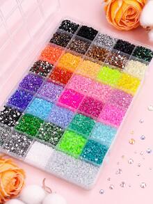 40 Grids 3mm Dopamine Rainbow Resin Rhinestone Kit, Massive Solid Color & Aurora AB Effect Flat Back Crystals, Versatile Multipurpose Shiny Gems For Nail Art, Crafts, Phone Case, Makeup & DIY Projects Nail Supplies Nails Nail Gems - Multicolor - View 2
