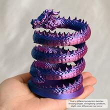 Tempat Pena Naga Cetak 3D, Kotak Penyimpanan Meja Dua Warna Berkilau, Kerajinan Cetak 3D Kreatif, Desain Naga Melingkar 3D - Gradien Biru Ungu, Tahan Lama dan Anti Jatuh, Cocok untuk Meja atau Meja Kantor, Kotak Penyimpanan Pena Ballpoint - naga - View 9