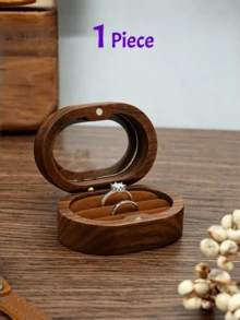 Black Walnut Wood Jewelry Box For Rings, Necklaces, Earrings Storage, Vintage Engagement Ring Case - Brown - View 21