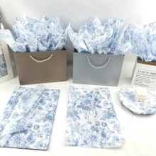 50 Sheets Blue Floral Tissue Gift Wrapping Paper - 14x20 Inch Chinoiserie Vintage Blue & White Peony Rose Design, High-Quality Durable Paper For Birthdays, Weddings, Parties, DIY Crafts, Bouquet Wrapping Paper, Special Occasion Decor, - Multicolor - View 2