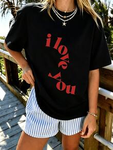 Women's Short Sleeve T Shirt,100%Pure Cotton,Skin-Friendly And Breathable,Suitable For All Occasions,European And American Style,Versatile And Comfort - 黑色 - 查看 1