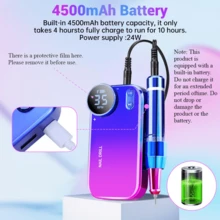 duofu 專業美甲修甲機套組 35000RPM 無線電動指甲磨甲機，附 LCD 螢幕，可充電 4500mAh 電池，適用於壓克力甲與凝膠甲，美甲足部護理，沙龍與居家使用 - 彩色 - 查看 6