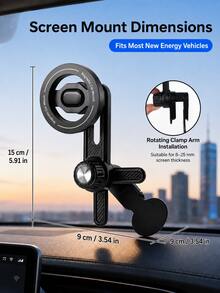 Car Center Console Magnetic Phone Holder, 360° Rotating Adjustable Arm Closed-Loop Magnetic Phone Mount, Strong Suction Non-Obstructing Screen Side Clip Phone Holder, Universal Fit For Tesla Large Screen Vehicles GPS Navigation Mount - A - View 6