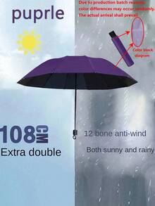 12-Rib Windproof Folding Umbrella, Travel Essential, Sun Protection & Rainproof Dual-Use, Portable Casual Vacation/Summer Supplies - Multiple Styles - View 18