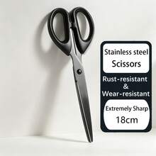 1pc Highly Attractive All-Black Integrated Stainless Steel Scissors, Thickened Durable, Non-Slip Comfortable Handle, Home School Sewing Paper Cutting Craft Scissors, Portable Manual Cutting Tool - Black - View 7