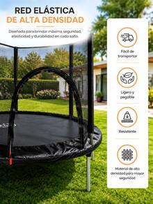 DMA Trampolín Infantil con Red, Brincolín para niños desde 5 años, Lona de salto negro con malla y cama de resortes, apto para interiores y exteriores - Negro - Ver 2
