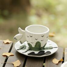1pc Cute 3D Animal Ceramic Mug With Tray, Hand-Painted Squirrel And Pigeon Forest Style Coffee Tea Cup, Handmade Porcelain Drinking Cup, Unique Gift For Women - Multicolor - View 12