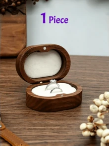 Black Walnut Wood Jewelry Box For Rings, Necklaces, Earrings Storage, Vintage Engagement Ring Case - Brown - View 16