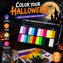 JIHUIPAI 1 Set 23-Color Water-Based Painting Palette With Brush, Rich Colors, Vibrant And High Saturation, Pure Formula, Suitable For Halloween, Christmas, Exhibition, Party And Other DIY Creative Activities, Easy To Clean, Odorless - Dream 8 Grid - View 4
