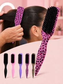 Leopard Print Edge Control Comb, Women's, Smooth Back Comb, For Flyaways, Hairline Styling Comb, Suitable For Smooth Ponytails, Buns And Updos, Pointed Tail Handle For Easy Sectioning, Travel Hair Styling Accessory - Multicolor - View 2