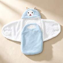 Selimut Bedong dengan Desain Bordir yang Lucu - Lembut & Bernapas, Hangat Sepanjang Musim, Hadiah Sempurna untuk Acara Baby Shower - Baby Blue - View 4