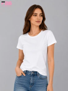 F26 Women's Basic Crew Neck T-Shirt - White - View 3