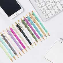 1pc Glitter Gel Roller Ball Pen, Medium Tip 1.0mm, Black Ink Retractable Metal Pen, Sequin Decoration, Suitable For Journaling, Back To School - Multicolor - View 5