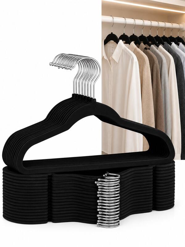 KIT 100 Unidades Cabide Veludo Adulto Antiderrapante Slim Resistente - IRSINA