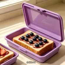Macaron 4-Color Sandwich Bento Box, Flip Lid Snap Design, PP Material, Microwave & Dishwasher , Reusable Food Storage Container For Home, Kitchen Meal Prep, Picnic, School And Work - Multicolor - View 16