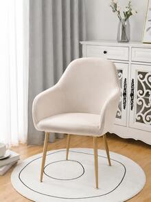 1pc Curved Armrest Chair Cover, High Elasticity Solid Color Polyester Fiber All-Season Universal Chair Slipcover - Light Grey - View 5