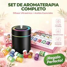 7-Color LED Ultrasonic Aromatherapy Diffuser + Natural Essential Oil Set, Ultra-Quiet Humidifier For Home And Office, Perfect Gift For Wellness And Fresh Ambiance - Mist - View 3