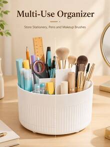 Organizer Meja Putar 360° dengan 5 Kompartemen Tempat Pena, Penyimpanan Alat Tulis Portabel untuk Pena, Pensil, Penggaris, Rak Penyimpanan Meja Putar Minimalis, Cocok untuk Kantor dan Kamar Tidur, Penyimpanan Alat Tulis Hemat Ruang - Satu ukuran cocok untuk semua - View 5
