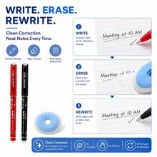Erasable Gel Pen Set, 6 Pens With 30 Red And Black Ink Refills And 2 Erasers, Smooth Writing Refillable Friction Pens For Students, School, Office, Homework, Notes, Journaling And Daily Writing - Multicolor - View 10