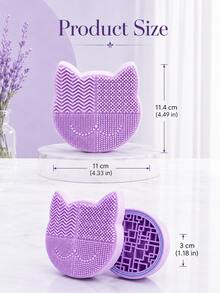 2-In-1 Silicone Makeup Brush Cleaning Pad With Brush Drying Rack, Portable Cat-Shaped Makeup Brush Cleaning Pad, Manual Makeup Brush Cleaning Machine - Multicolor - View 8