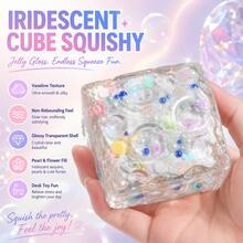 1PC Coconut Texture Pearl Ocean Style Cheese Squishy Toy, Viral Soft Squeeze Stress Relief Handmade Ball, Fun Desktop Decor - Multicolor - View 2