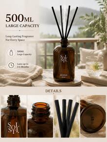 Pengharum Ruangan Reed Diffuser Alami 500ML, Dekorasi Pengharum Ruangan Gaya Kayu, Pengharum Ruangan Elegan, Dekorasi Ruangan Minimalis, Cocok untuk Ruang Tamu, Kamar Mandi, Lorong, Pilihan Hadiah, Aroma Teh Putih dan Oud - Beragam Aroma - View 4