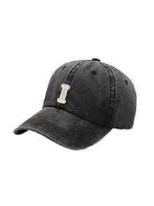 1pc Fashion Black 26 Letter Patch Minimalist Duck Bill Cap, Curved Brim Dad Hat, Outdoor Adjustable All-Season Face-Slimming Versatile Baseball Cap - Black - View 28