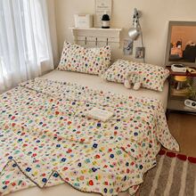 Set Sprei 3 Potong dengan Hiasan Renda, Motif Bunga, Renda Rajutan, Gaya Pedesaan Inggris, Cocok untuk Tempat Tidur Tunggal, Tempat Tidur Ganda, Tempat Tidur Mahasiswa - MultiWarna - View 8