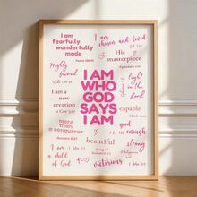 1pc Religious Theme Poster, Fashion Wall Art, Includes Bible Verses, Suitable For Christian College Students, Pink Decorative Art, 'Divine Identity' Poster, Suitable For Church Decor, Canvas Print - 1PC - View 10