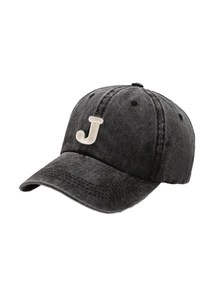 1pc Fashion Black 26 Letter Patch Minimalist Duck Bill Cap, Curved Brim Dad Hat, Outdoor Adjustable All-Season Face-Slimming Versatile Baseball Cap - Black - View 5