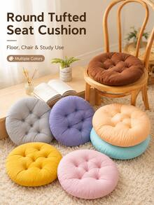Round Thickened Floor Cushion, Quilted Tatami Seat Pad, Can Be Used For Chair And Back Support, Multi-Functional Chair Pad, Suitable For Home, Office, Dorm, Student Desk, Dining Chair, Meditation, Reading Corner, Bedroom, Living Room, Balcony And Modern Home Decor - Multicolor - View 2