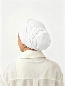 1pc Women's Instant Classic Basic Solid Color Hijab, Multiple Wear Styles Adjustable Versatile Practical Elastic Turban, Modal Fabric Comfortable Soft Skin-Friendly, Suitable For Daily Wear, Sports, Yoga - White - View 4