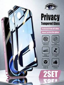 CASECOPS 2pcs Privacy Tempered Glass Screen Protector, Full Coverage Privacy Protection, Anti-Peeping, Anti-Oil, Anti-Scratch, Anti-Fingerprint, Strong Adhesion, Drop Protection, Smooth Touch, Sensitive Touch, Perfect Fit For Dynamic Island Function. Compatible With IPhone X/11/12/13/14/15/16/17/17Pro Max All Series Models, Premium Phone Accessories Screen Privacy Protector, True Anti-Peeping, Full Protection For Your Phone Screen And Privacy - Black - View 30