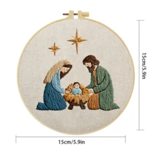 1 pièce pièce 20*20cm/7,9*7,9in,Kit de broderie La naissance d'un enfant, ensemble de broderie fait main DIY pour débutants adultes, cadeau pour la maison, cadeau de couture pour femmes, comprenant le manuel d'utilisation, le tissu à motif imprimé, le cadre de broderie, l'aiguille et le fil. - A - Voir 5