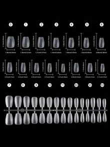 HOTWAY 450 Ultra Short Medium Ladder Oval Acrylic Matte Fake Nails, Square And Short Medium Almond, 15 Sizes, Coffin Shaped Nail Patch, Essential For DIY Care, Perfect Gift For Women, Birthdays, Festivals Or Any Special Occasion - Transparent Frosted White - View 18