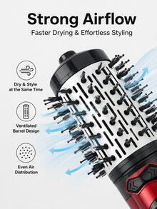 GENAI Sikat Penata Rambut Udara Panas 3-in-1, Sikat Pengering Rambut yang Dapat Diganti dengan 2 Kepala Sikat yang Dapat Diganti, Diameter 50mm untuk Rambut Bervolume, Alat Penata Rambut Serbaguna untuk Mengeringkan, Meluruskan, dan Mengeriting Rambut - MultiWarna - View 7