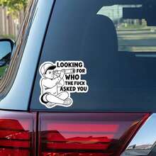 1PC Looking For Who Asked Sarcastic Attitude Quote Vinyl Sticker, Waterproof Durable Decal With Cartoon Person Using Telescope, Funny Snarky Humor Decoration For Laptop, Water Bottle, Notebook, Journal, Phone Case, Skateboard, Car Window Or Luggage - Multicolor - View 8