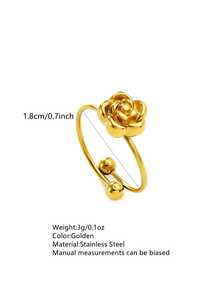 1 Set Minimalist Fashion Elegant Style Camellia Element Series Stainless Steel Women's Jewelry Set Suitable For Women's Daily Wear/Party/Evening/Commute/Holiday Gift - Yellow Gold - View 15