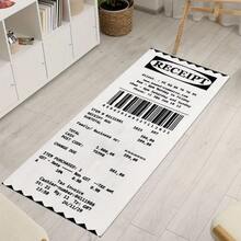 1pc Creative Shopping Receipt Shaped Floor Mat, Long Receipt Design Soft Skin-Friendly Bedroom Bedside Blanket, Living Room Entryway Decorative Mat, Bedroom/Living Room Fun Style Floor Mat, Decorative Carpet, Bedroom Decor, Small Rug, Carpet, Home Decor, Living Room Small Rug, Bedroom Carpet, Washable Carpet - Multicolor - View 3