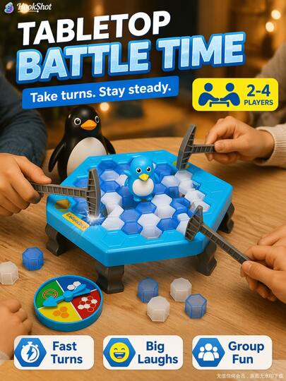 Ice Breaking Desktop Game Set, 2-4 Player Interactive Tabletop Toy With Spinner And 2 Hammers, Family Gathering Party Entertainment Game, Holiday Birthday Gift