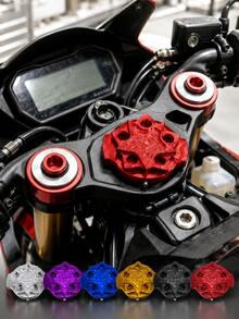 Motorcycle Water Tank Cap Cover, 1pc Universal Full Cnc Aluminum Alloy Radiator Cap Decorative Cover, Anodized Star Design Coolant Tank Lid Cover, Radiator Filler Cap Trim, Motorbike Scooter Modification Accessory For Nmax Aerox Pcx Adv Click - A - View 3
