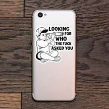 1PC Looking For Who Asked Sarcastic Attitude Quote Vinyl Sticker, Waterproof Durable Decal With Cartoon Person Using Telescope, Funny Snarky Humor Decoration For Laptop, Water Bottle, Notebook, Journal, Phone Case, Skateboard, Car Window Or Luggage - Multicolor - View 6