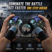 1 Pair Game Controller Triggers, New Version Smartphone Game Controller Grip, Thick Design, Includes 10 Game Finger Sleeves, Sensitive Aiming And Shooting Triggers, Compatible With IOS/Android - Navy Blue - View 2