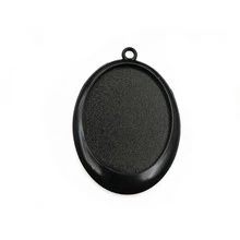 2pcs 30x40mm Inner Size Black Alloy Metal Oval Pendant Cabochons Blank Base Setting Bezel Tray DIY Jewelry Making Accessories - Black - View 3